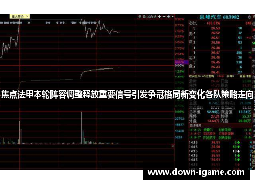 焦点法甲本轮阵容调整释放重要信号引发争冠格局新变化各队策略走向 焦点法甲本轮阵容调整释放重要信号引发争冠格局新变化各队策略走向